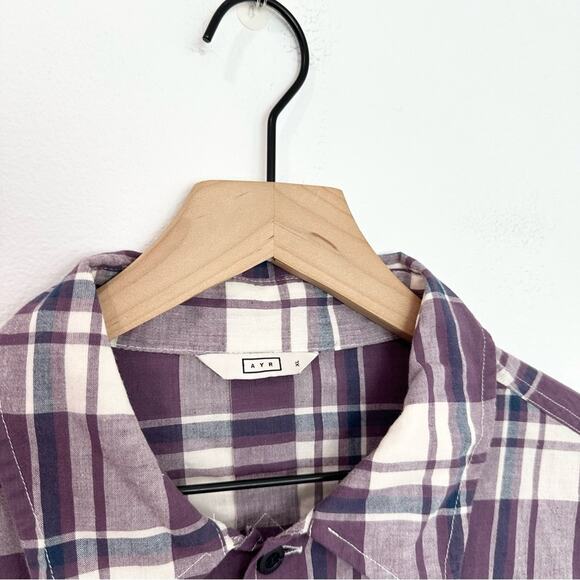 AYR The Captain Shirt Madras Purple Rain Button up Front Pockets Plaid NWOT XL - Picture 4 of 6